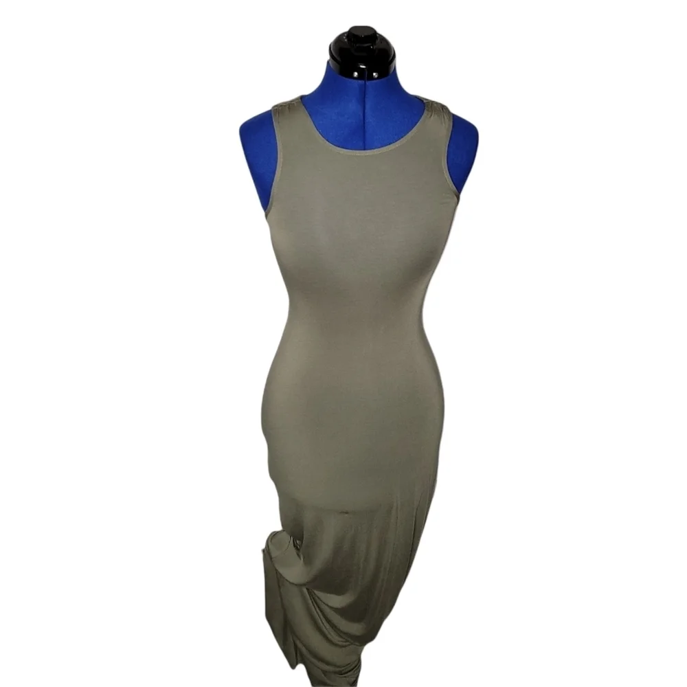 Olive Lace Back Maxi Dress From PLT - Picture 2 of 8